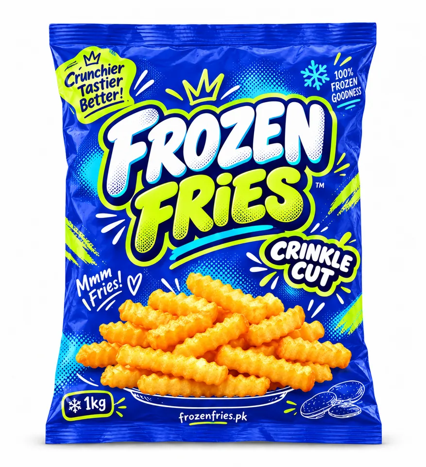 Crinkle Cut Frozen Fries 1 kg front package