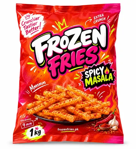 Spicy Masala Frozen Fries 1 kg package for Lahore delivery