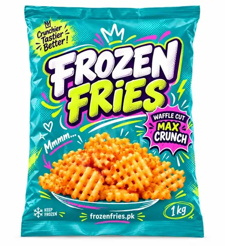 Waffle Cut Frozen Fries 1 kg package for Lahore delivery